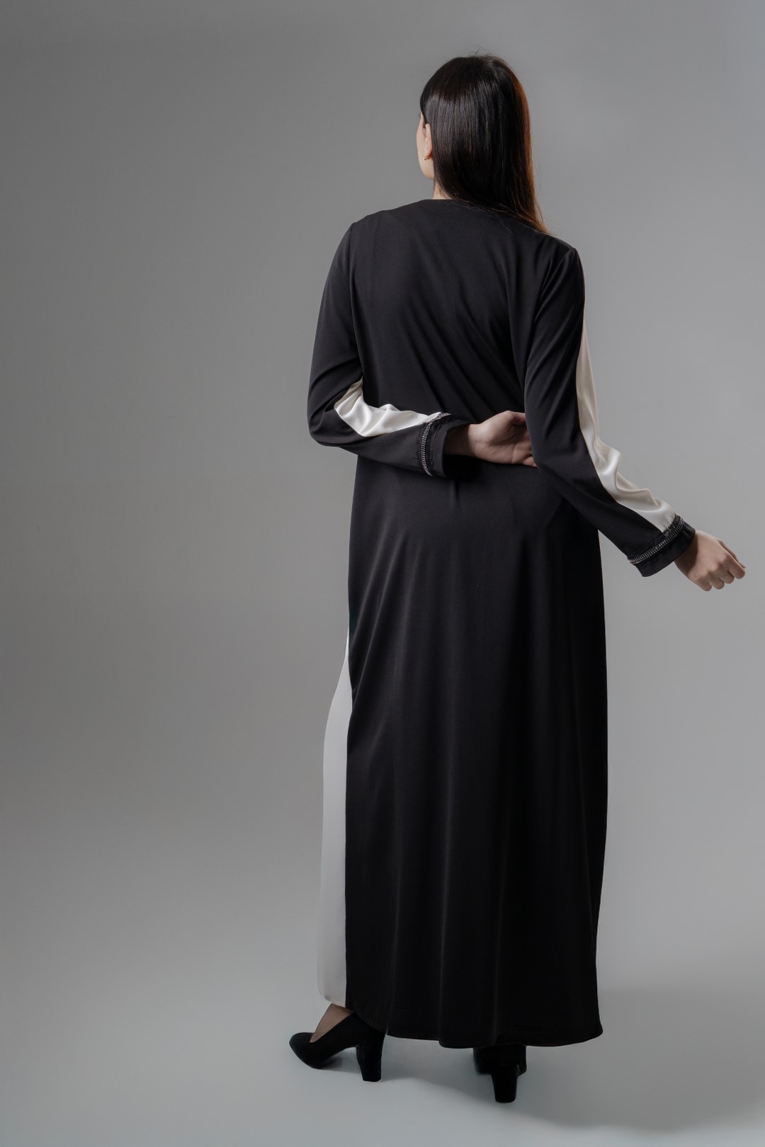 lace trim crystal abaya