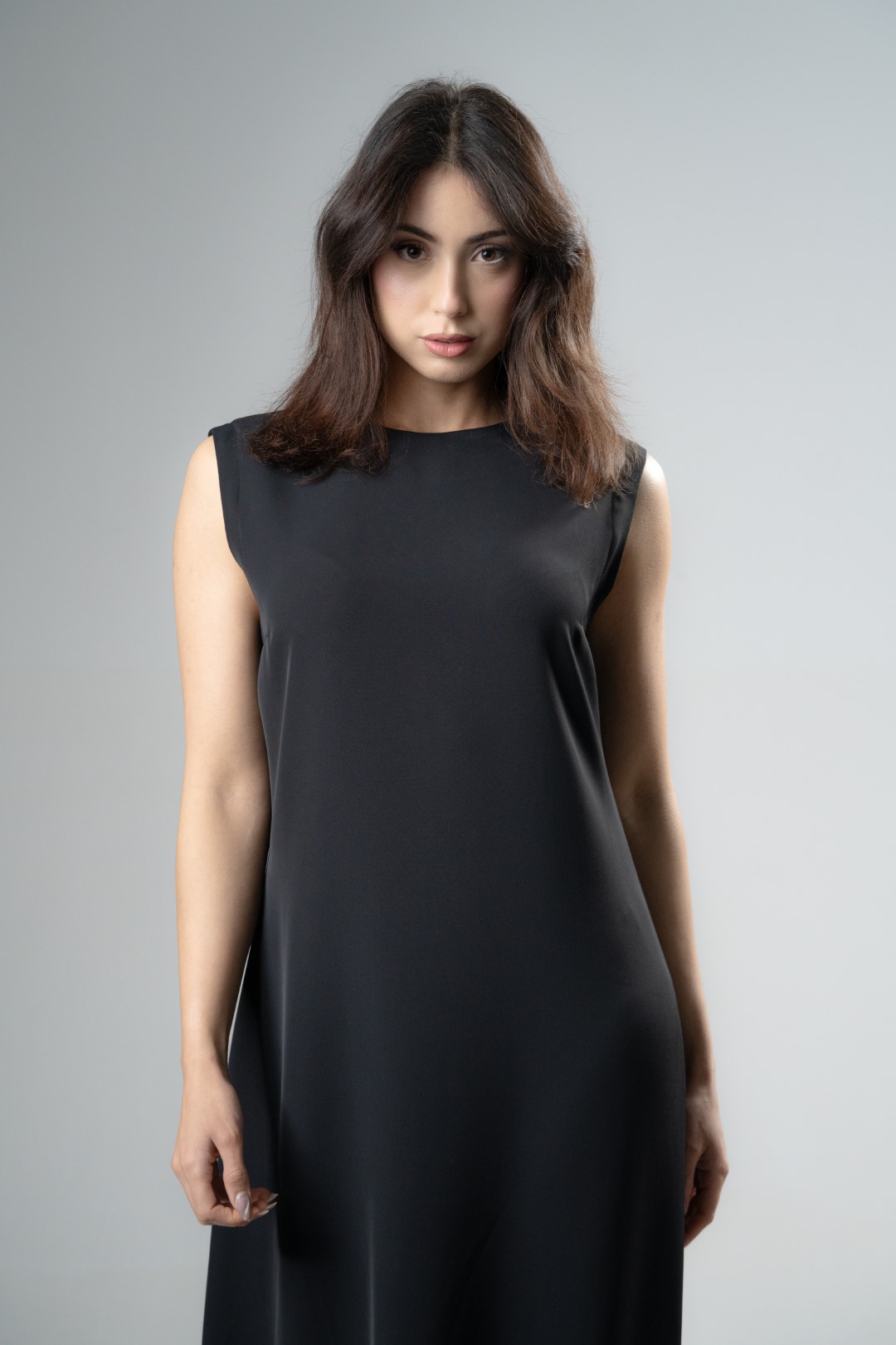 Long sleeveless Crepe Slip Dress