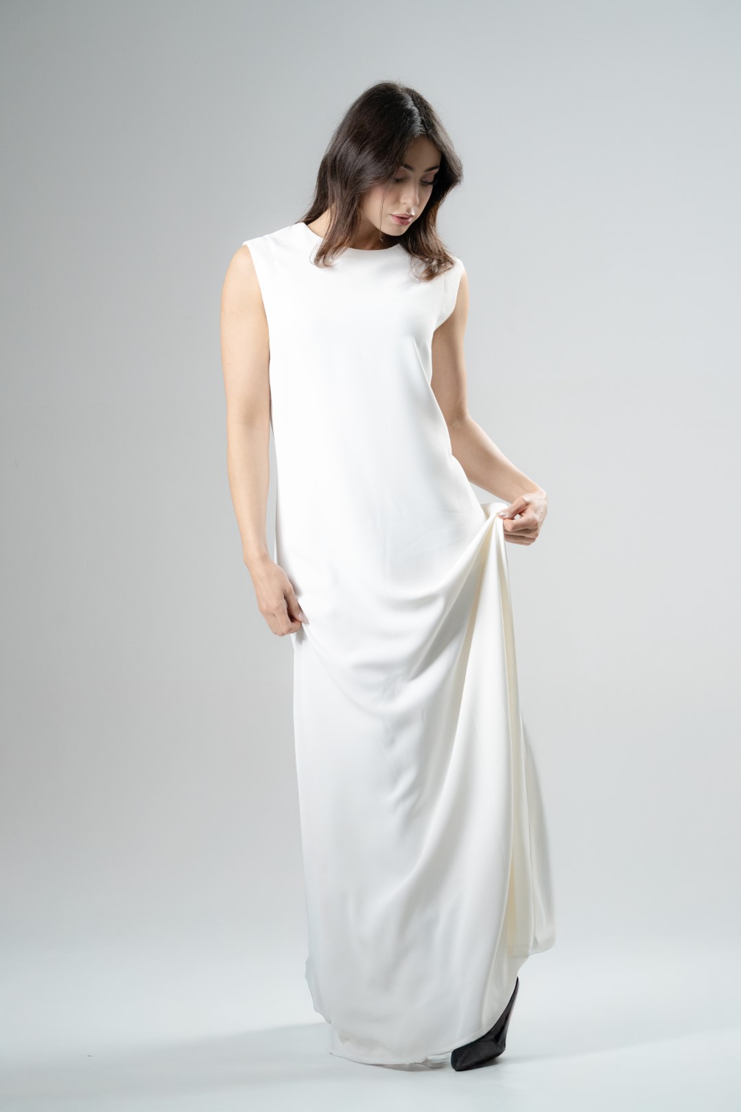 Long sleeveless Crepe Slip Dress