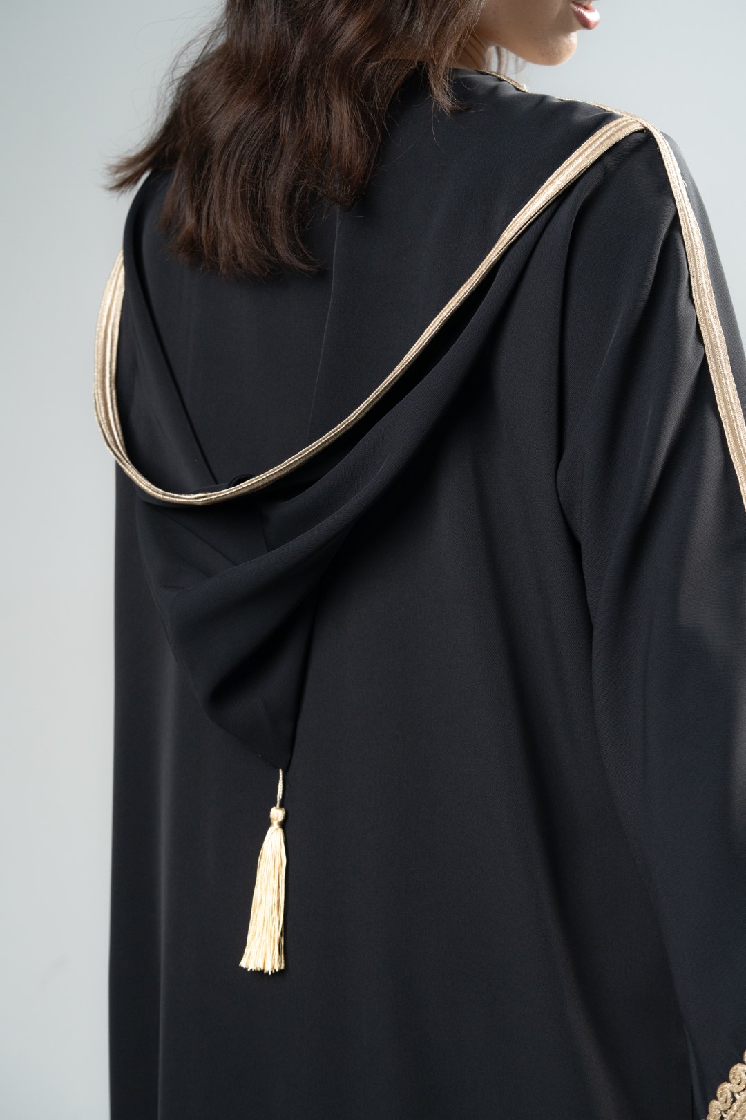Refined metallic gold hooded abaya