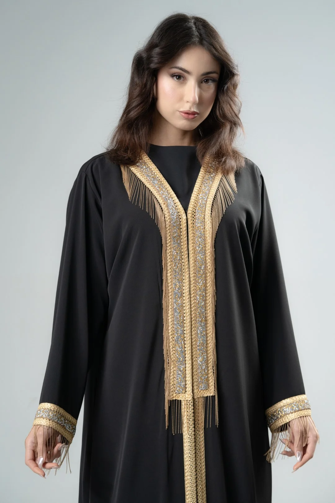 Fringe accent abaya