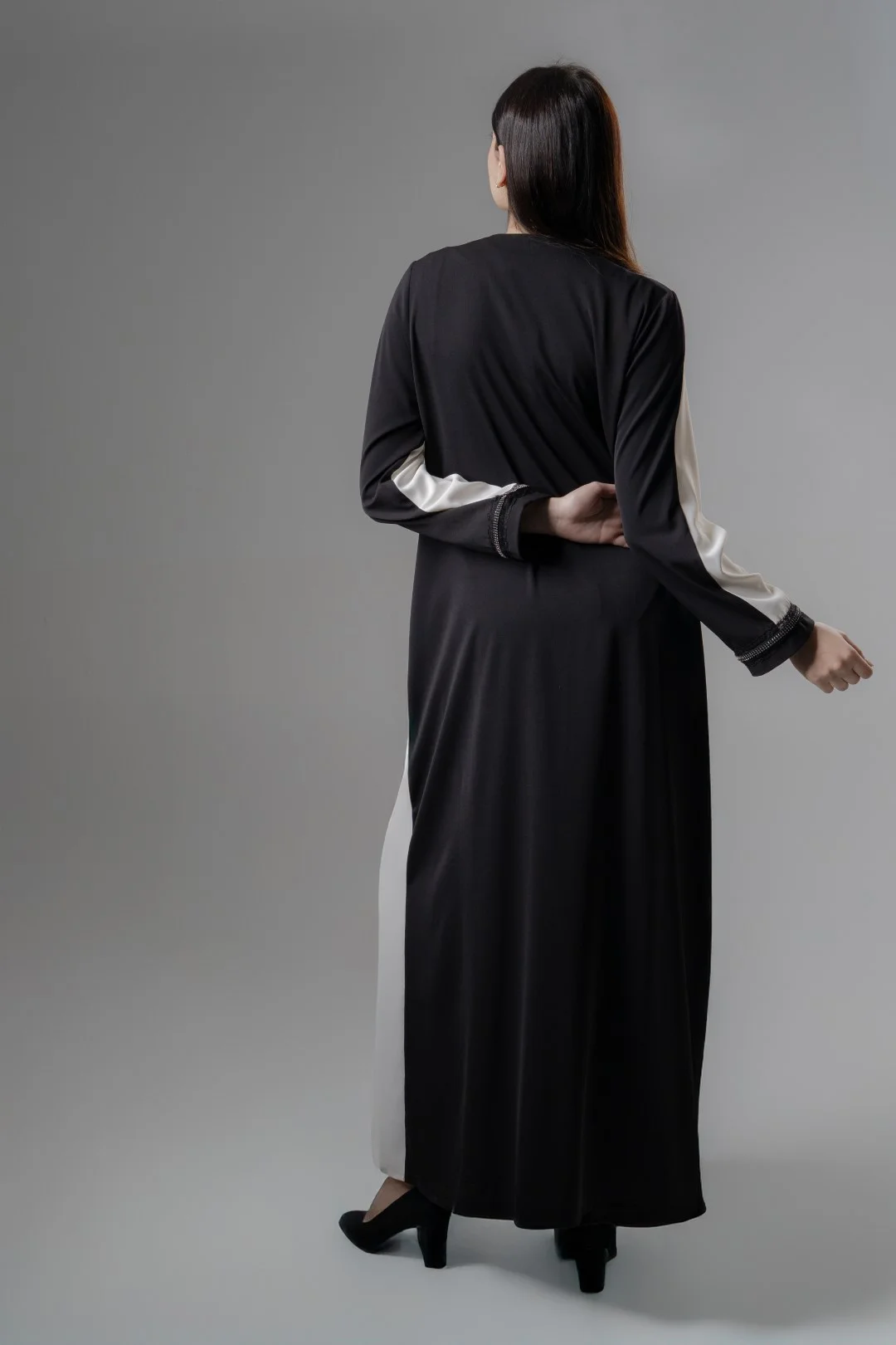 lace trim crystal abaya