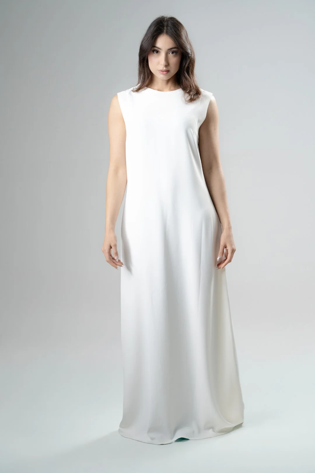 Long sleeveless Crepe Slip Dress